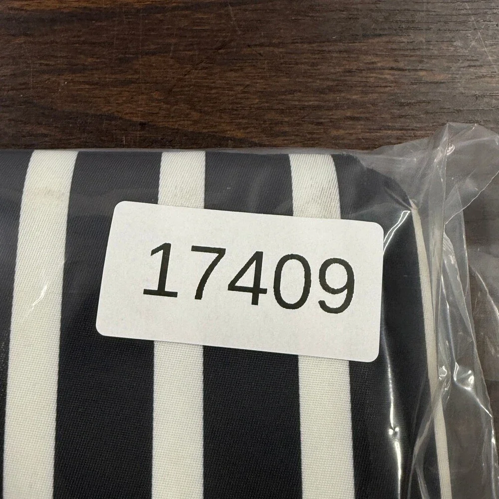 Kate Spade New York Striped Nylon Cosmetic Pouch Clutch Bag Black White Zip
